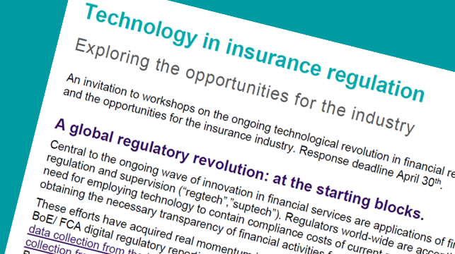 Upcoming workshop: technology in insurance regulation